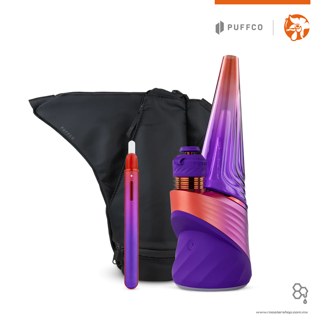 new peak pro plasma edition purple morado extractos wax ceras nuevo original vape vapo vaporizer vaporizador bubbler puffco mexico hot knife cuchillo caliente dab dabbing  bundle kit set journey bag bolso de viaje onyx negro black
