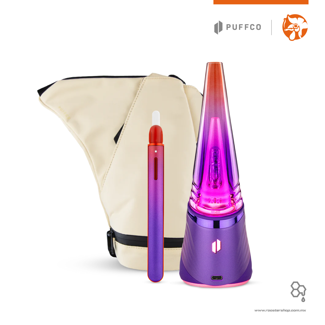 new peak pro plasma edition purple morado extractos wax ceras nuevo original vape vapo vaporizer vaporizador bubbler puffco mexico hot knife cuchillo caliente dab dabbing  bundle kit set journey bag bolso de viaje sand beige arena