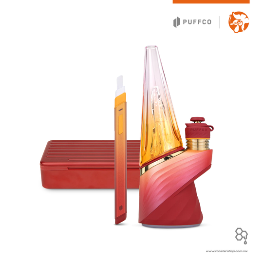 puffco peak pro 3dxl chamber gold daybreak red limited edition edicion limitada nuevo vaporizer vaporizador wax extractos concentrados rojo original bundle kit pivot travel case estuche hot knife cuchillo caliente dab