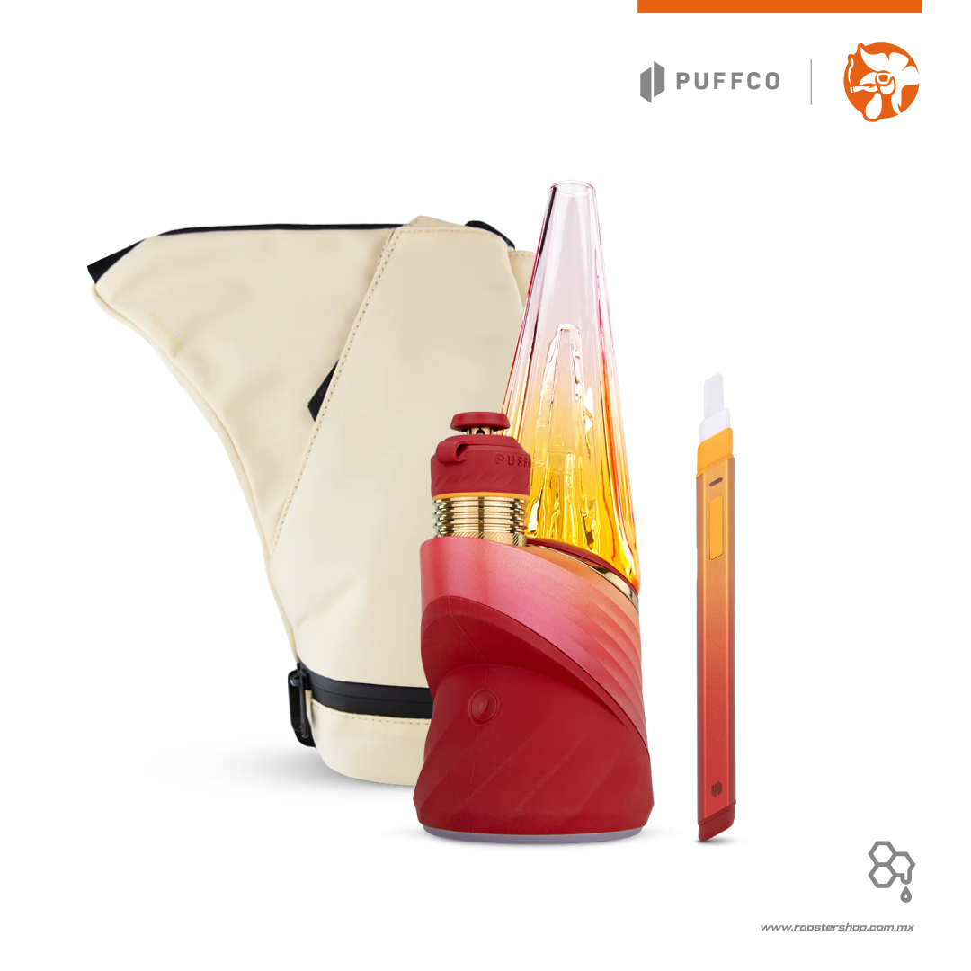 puffco peak pro v2 new daybreak edition chamber 3dxl gold vaporizador  vaporizer peak pro nuevo rojo amarillo edicion limitada limited edition red camara dorada hot knife journey bag dab dabbing wax extractos concentrados ceras