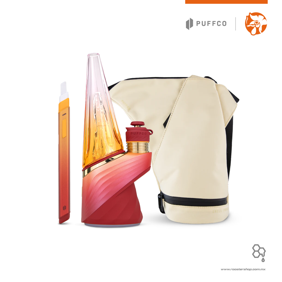 puffco peak pro v2 new daybreak edition chamber 3dxl gold vaporizador  vaporizer peak pro nuevo rojo amarillo edicion limitada limited edition red camara dorada hot knife journey bag dab dabbing wax extractos concentrados ceras
