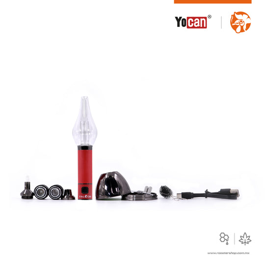 Yocan Falcon vaporizer vaporizador hibrido ceras wax ectractos dry herb hierba seca bubbler de cristal glass bubbler