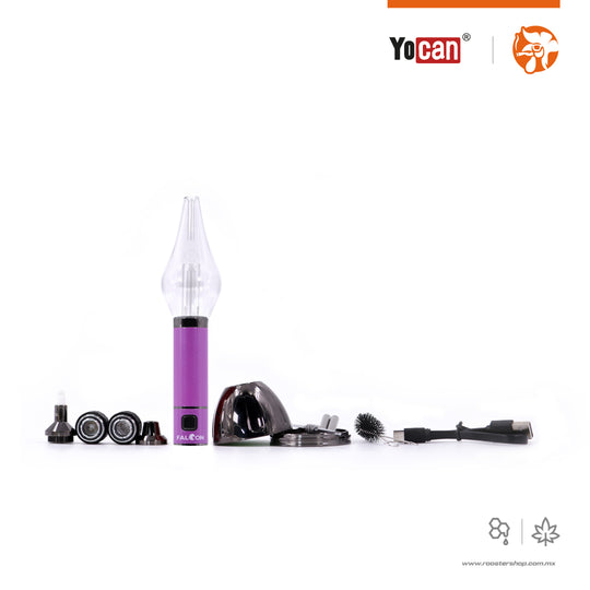 Yocan Falcon vaporizer vaporizador hibrido ceras wax ectractos dry herb hierba seca bubbler de cristal glass bubbler