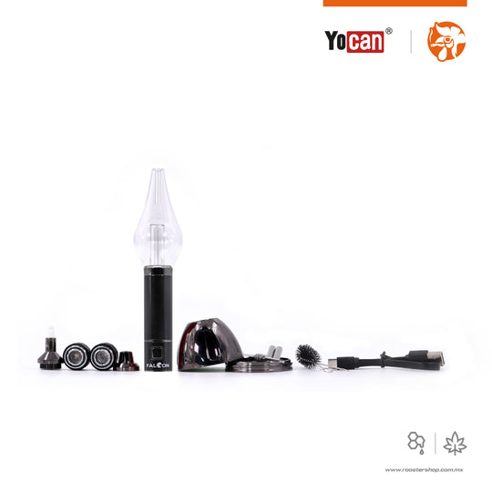 Yocan Falcon vaporizer vaporizador hibrido ceras wax ectractos dry herb hierba seca bubbler de cristal glass bubbler