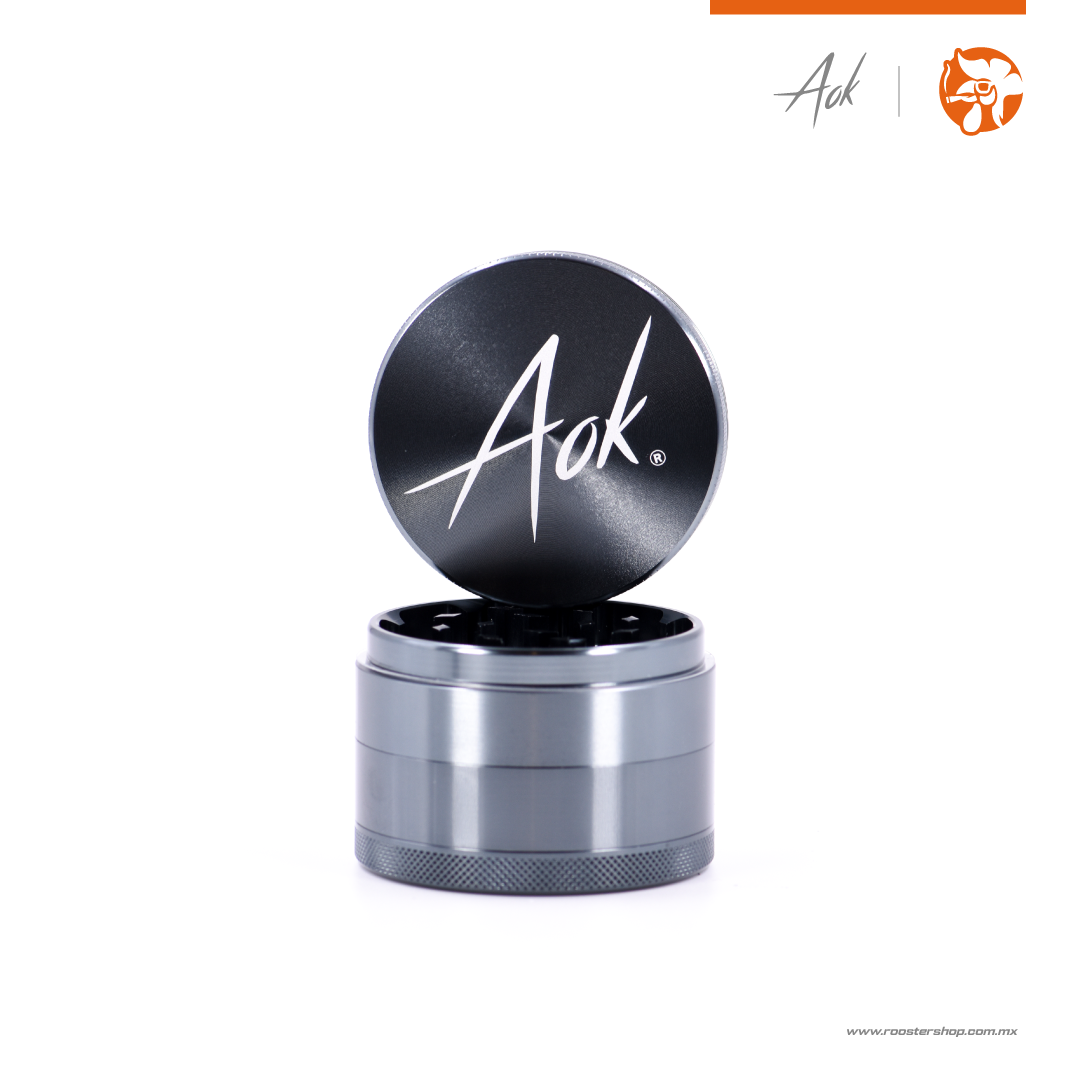 grinder para hierba 4 niveles aok resistente color gris