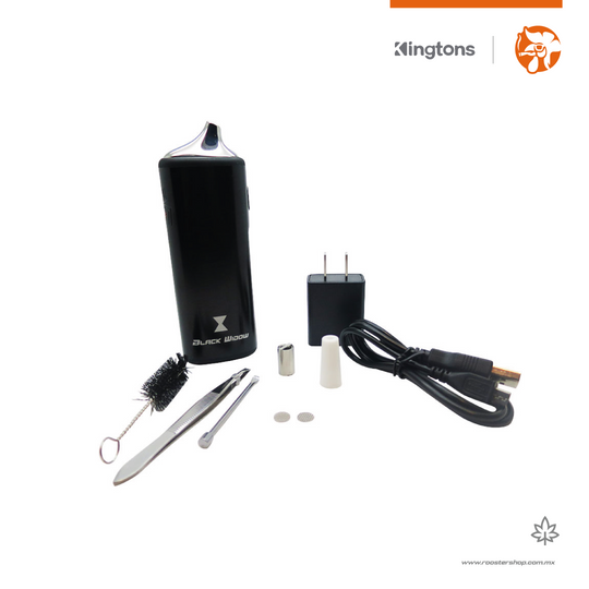 kingtons black widow vaporizador herbal para hierba flores mota regulacion de temperatura barato en promocion negro plata plateado mexico vape vapo accesorios