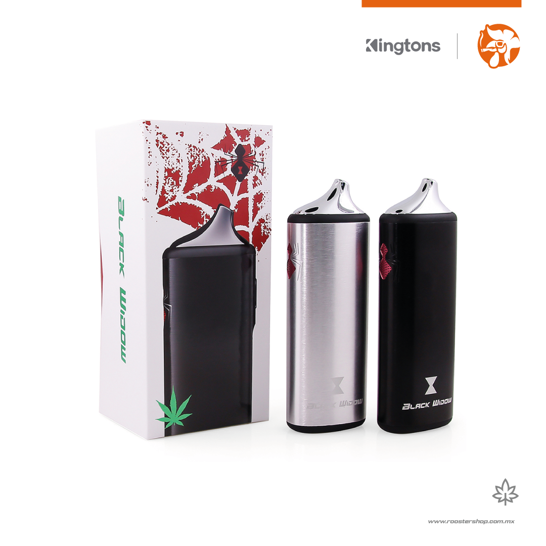 kingtons black widow vaporizador herbal para hierba flores mota regulacion de temperatura barato en promocion negro plata plateado mexico vape vapo
