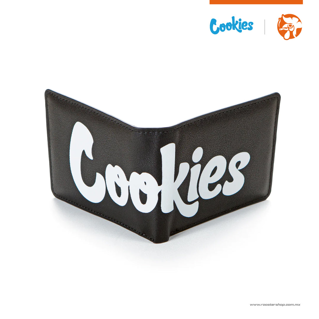 cartera original marca cookies negra logo piel billetera