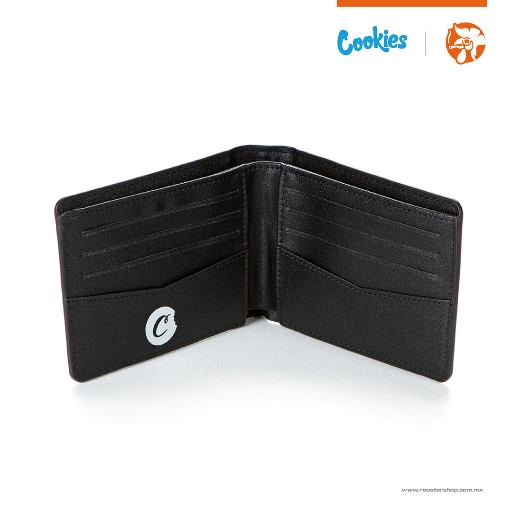 cartera original marca cookies negra logo piel billetera cookiessf