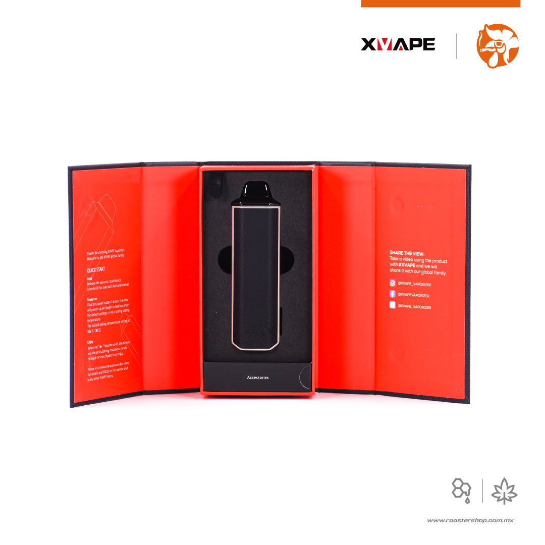 XVape Aria vape vaporizador vapo hibrido flores hierba y ceras wax concentrados con pantalla negro goth black mexico barato