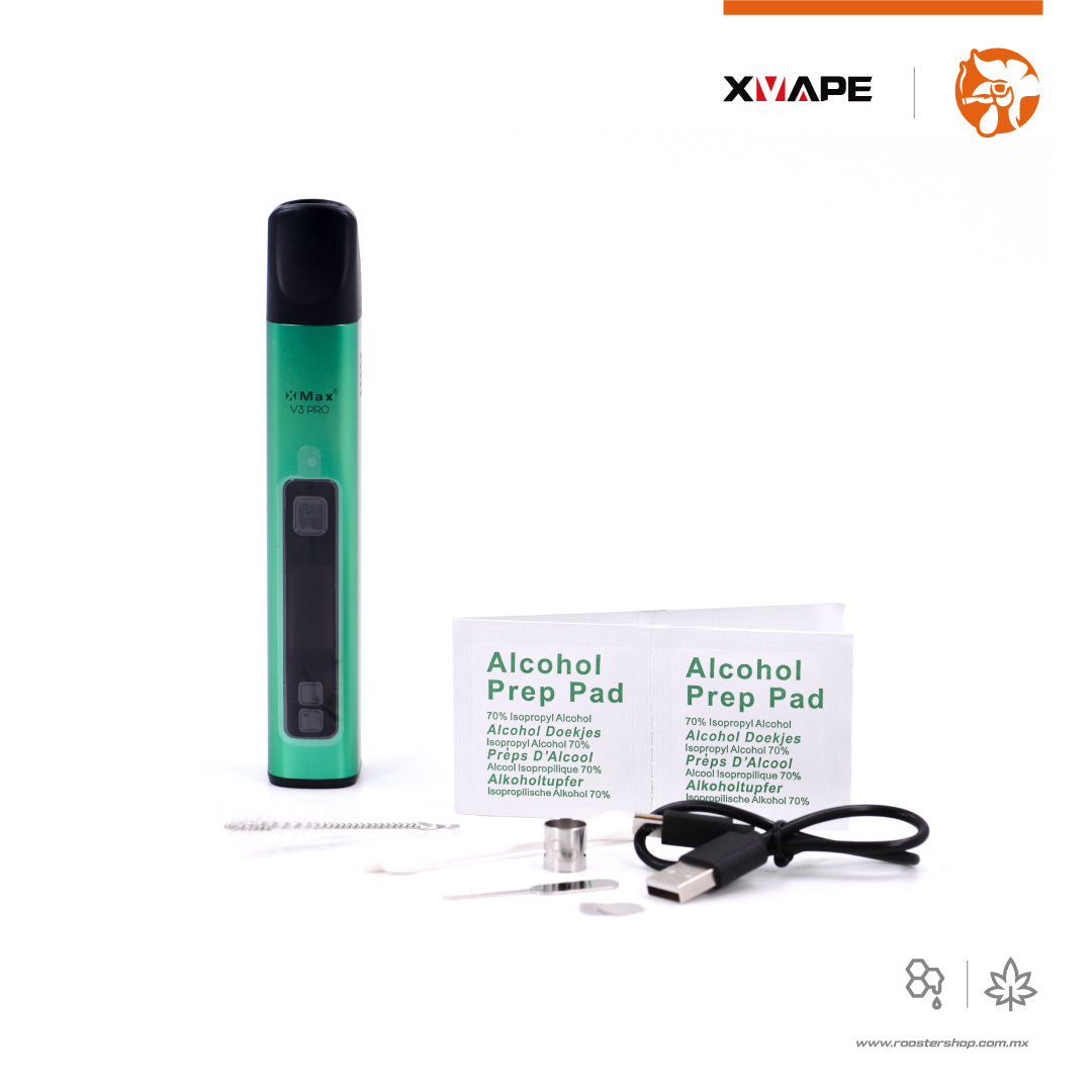 XVape XMAX V3 Pro vape vaporizador vapo herbal para hierba flores marihuana extractos y ceras doble funcion hibrido con pantalla color verde green emerald mexico