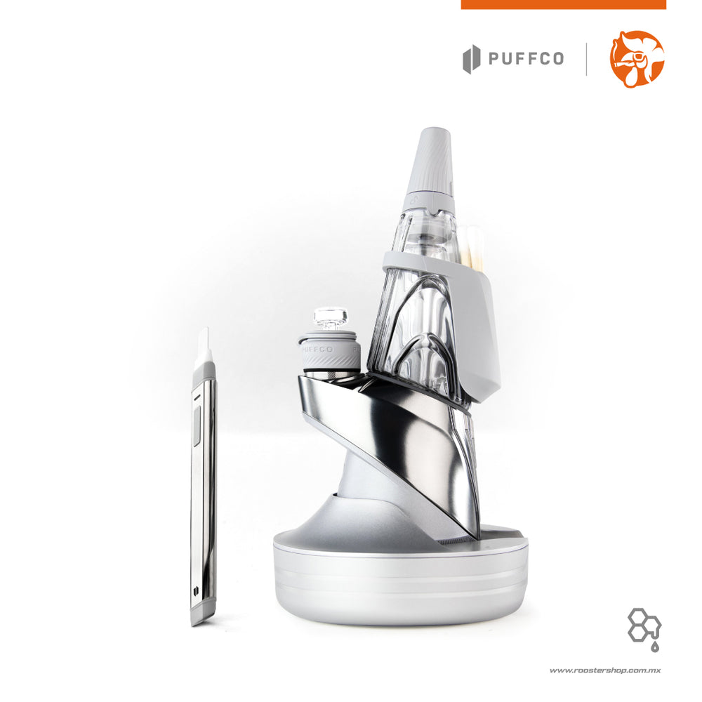 Nuevo Puffco Peak Pro the Guardian edicion especial vape vapo vaporizer vaporizador para ceras concentrados wax gris plata plateado puffco mexico edicion limitada limited edition kit set power dock travel glass hot knife paquete collection bundle performance travel pack travel kit