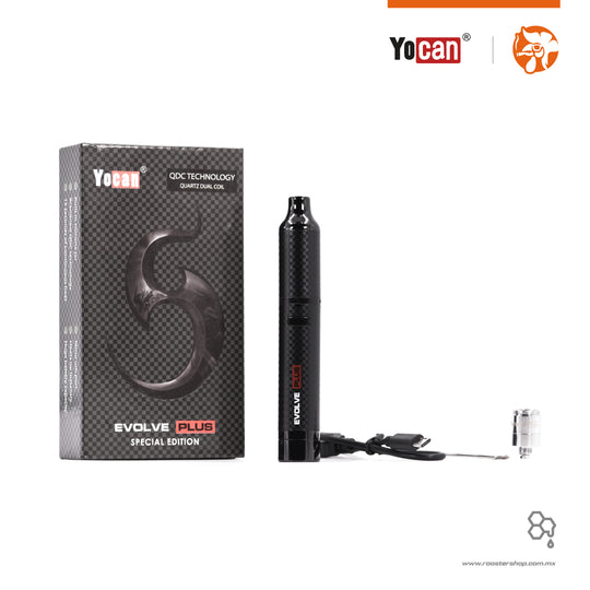 Yocan Evolve Plus Special Edition vape para wax vaporizador para ceras y concentrados edicion especial fibra de carbono mexico package