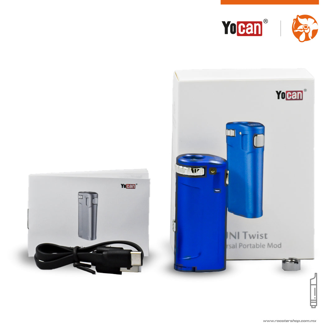Uni Twist Blue Azul bateria para cartuchos rosca 510 universal para fumar wax contenido caja package